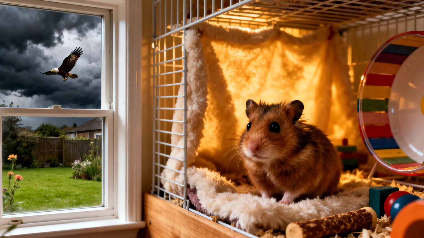 Hamster benötigen keine Gartenumgebung und sollten ausschließlich in geschützten Innenräumen gehalten werden, da sie als kleine Beutetiere im Garten extremen Gefahren durch Raubvögel, Katzen und Witterung ausgesetzt wären"